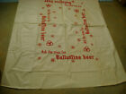 VINTAGE ASK THE MAN FOR BALLANTINE BEER PLASTIC TABLE CLOTH 54" X 68-1/2" 