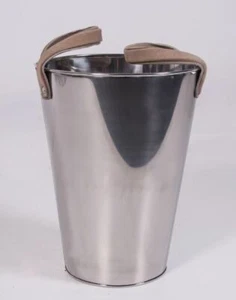New Stainless Steel Smooth Log Holder With Suede Handles - Picture 1 of 5