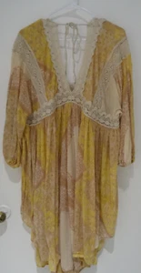 Free People Kleid Large gelb fließend Bohemian Moonchild Lakeside Damen elfenbein - Bild 1 von 11