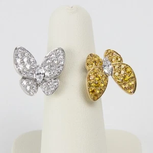 18 Karat Weißgold zwei Schmetterlinge zwischen dem Fingerring - Bild 1 von 9