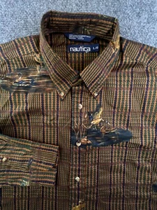 Vintage Nautica Button Up Herren Hemd Gr. Large Baumwolle Entenmuster Selten Multi - Bild 1 von 14