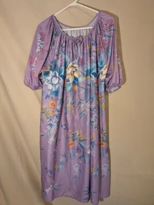 Vestido Casa Floral Vintage Caftán Púrpura Boho Estilo Campesino Manga Corta - Imagen 1 de 2