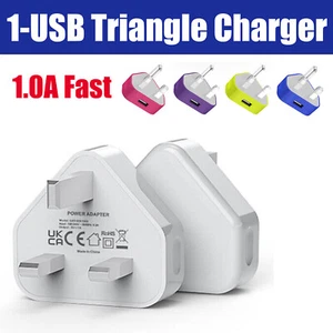 1USB Port 1.0A Triangle Adapter Fast Charger Mains Wall Plug For iPhone Samsung - Picture 1 of 16