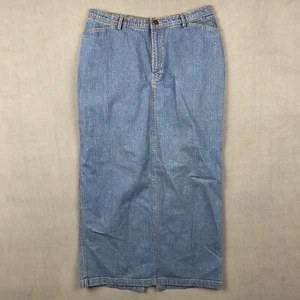 Vintage Revolution Skirt Size 14 Blue Denim Prairie Chore Peasant Maxi Long 90s - Picture 1 of 12