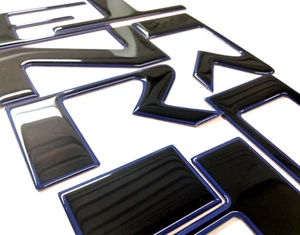 3D BLACK BLUE OUT DOMED RAISED TAILGATE LETTER FOR NISSAN FRONTIER 2022 - 2024 - Picture 1 of 2