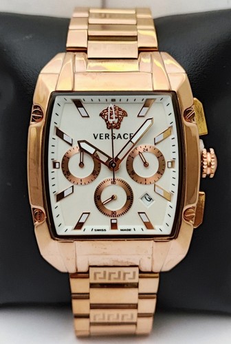 Orologio da Polso Lusso Versace Cronografo Uomo Quadrante Bianco Cinturino Acciaio Quarzo