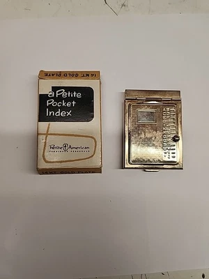 VTG UNUSED 14K GOLD PLATE PETITE POCKET INDEX ADDRESS BOOK With Box - Image 1 of 4