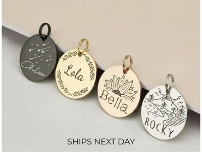 Personalised Pet Tag Custom Stainless Steel Engraved Dog Tags Cat Tags, Custom - Image 1 of 4