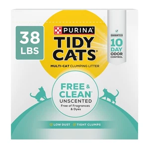 Tidy Cats Free & Clean Unscented Cat Litter 38 lb | Clumping, Low Dust, Odor - Picture 1 of 9