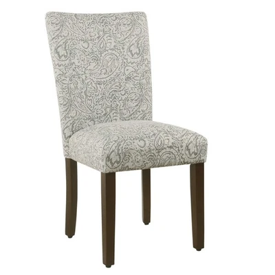 Parsons Upholstered Accent Dining Chair, Set of 2, Gray and Cream - Image 1 of 4