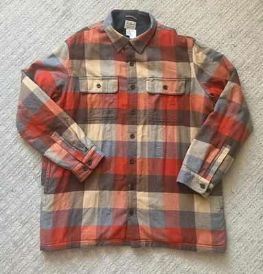 Camisa masculina de flanela LL Bean GG alta forrada de lã ajuste tradicional 298190 - Imagem 1 de 4