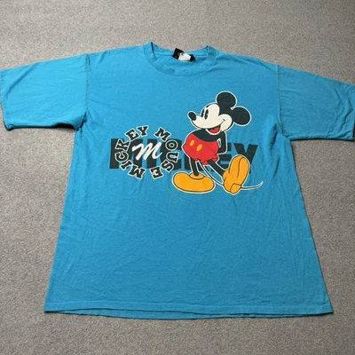 Camiseta De Colección Disney Originales Para Hombres XL Azul Mickey Mouse Hecha en EE. UU. Años 90 Adulto Foto 1 de 4