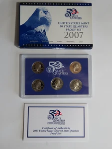 2007 S Proof State Quarter Set - Gem - Original Box & COA 5 Coins - Clad - Picture 1 of 4