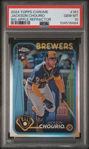 2024 Topps Chrome Jackson Chourio 161 Big Apple Refractor RC PSA 10 Gem Mint - Picture 1 of 2