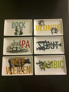 6 Stück Bier Stile Rechteckig Snack Salat Teller Kiste & Fass Bar Geschenk - Bild 1 von 10