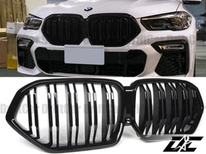 DOUBLE SLANT KIDNEY GRILLE GLOSS PIANO BLACK SUV FIT BMW G06 X6 2019 2020 2021 - Picture 1 of 5