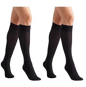 4 pair Black 70 Denier Opaque Knee Highs Comfort Top Pop Socks Trouser Socks - Picture 1 of 7