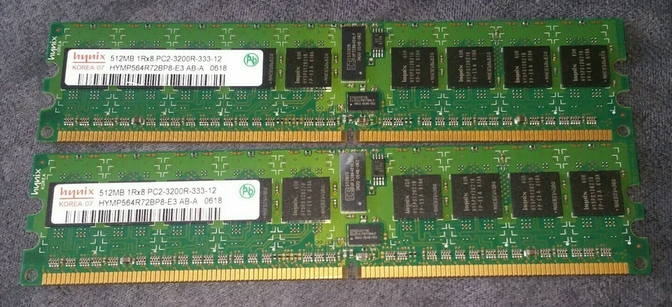 1GB HYNIX HYMP564R72BP8-E3 AB-A 512MB 1Rx8 PC2-3200R-333-12 - Image 1 of 3