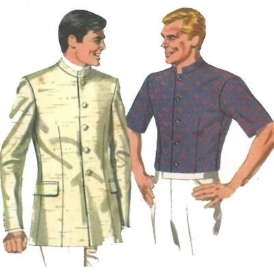 1960s Pattern, Men's and Boy's Beatles Nehru Jacket & Shirt - Multi-sizes - Image 1 of 4