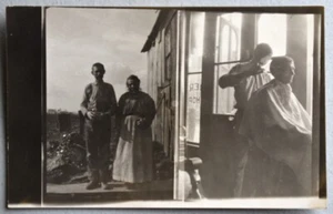 Barber Man Haircut BARBER SHOP sureal Interior Vintage RPPC Real Photo POSTCARD - Picture 1 of 2