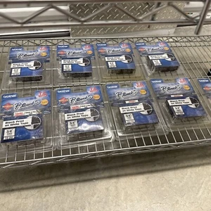 9-PACK Brother TZ-241 Ptouch *Genuine Brother* 3/4" Black Print On White Tape - Picture 1 of 4