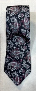 Andre Gianni Tie Black Gray Red Paisley 100% Silk Hand Finished USA 3.5" 58" - Picture 1 of 6