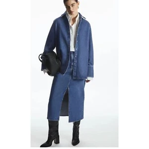 COS Front-Slit Denim Midi Skirt - Picture 1 of 5