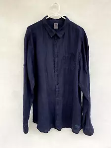 ✨ Mens Scotch & Soda 100% Linen Long Sleeve Shirt Top Solid Navy Blue Size XXL - Picture 1 of 8