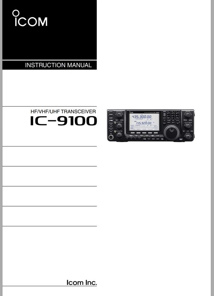 ICOM IC-9100 Instruction Manual - Image 1 of 1