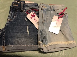 Lot Of 2 Pair Girls Justice Denim Shorts Size 8 Slim - Picture 1 of 9