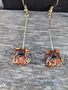 Artisan Dog Earrings Hand Crafted Made Dangle Whimsical Mom Gift Jewelry CuteFun - Picture 1 of 5
