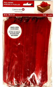 Red Christmas Pull Bows, 5Pc, Noel, Polyester - Picture 1 of 4