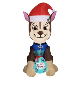 Paw Patrol Christmas Inflatable Chase 4.5 Feet Santa Paws Lights Up By Gemmy New - Picture 1 of 7