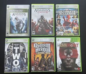 Lot de 6 jeux Xbox 360 Assassin's Creed 2 Army of Two Guitar Hero III lecture détail