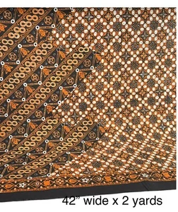 Batik Brown Black Cotton Fabric 2 Yards Long 42" Wide Sarong Skirt Crafts - Picture 1 of 13