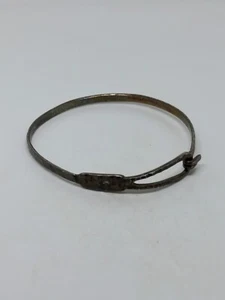 Vintage Sterling Silver 925 Mexico Hammered Bangle Hook Bracelet 7" - Picture 1 of 5