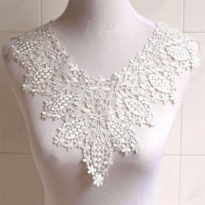 COL DENTELLE PLASTRON APPLIQUE GUIPURE / BLANC NACRÉ ** 38 x 26 cm ** CD96 - Picture 1 of 1