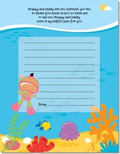 Under the Sea Girl Hispanic - Baby Shower Notes of Advice for Mom - Set of 12 - Picture 1 of 1