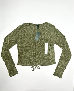Wild Fable Long Sleeve Lace-Up Cozy Knit Blouse Green Space dye - Size Medium - Bild 1 von 8