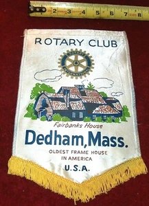 VINTAGE Rotary International Club wall banner flag DEDHAM MASS. - Picture 1 of 1