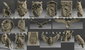 16 PIEZAS 3D STL Modelos TEMA BÚHO para ENRUTADOR CNC Grabador Tallador ASPIRE V Talla - Imagen 1 de 12