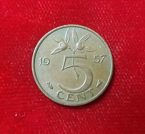 1957 5 Cent Münze Coin Niederlande Holland Königin Juliana