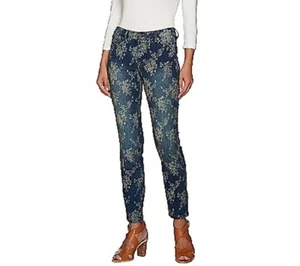 Pantalones de mezclilla para mujer con control 26W lavados índigo My Wonder floral jacquard - Imagen 1 de 4