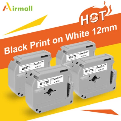 Cinta de etiquetas 4PK M-K231 M231 MK-231 para Brother P-Touch 12 mm blanca PT-65 PT-85 70 Foto 1 de 4