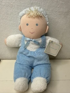 "Muñeco de peluche vintage Eden Terrycloth Blue Boy 10"" hilo pelo rizo tela juguete nuevo con etiquetas" - Imagen 1 de 6