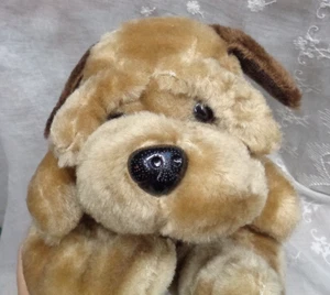 Vtg 1986 RAFFOLER Made in Korea Toy Brown Dog SHAR-PEI Wrinkles PLUSH PUPPY 10" - Picture 1 of 10