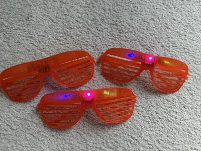 3 Nuevas Gafas con Obturador Intermitente Iluminar Rave Ranurado Fiesta Brillo Tonos Divertido Naranja Foto 1 de 4