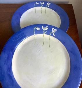 Faiencerie de Gien Alice 10.75" Dinner Plates - Spectacular Set of 2 - Picture 1 of 22