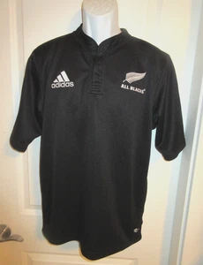 Mens Adidas New Zealand All Blacks All-Blacks Rugby Union Jersey Fern sz. M EUC - Picture 1 of 7