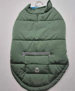 Neu mit Etikett Free Country Dog grüne gefütterte Jacke wind-/wasserabweisend reflektierende Streifen M - Bild 1 von 11